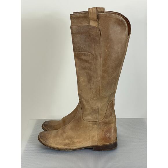 Frye Paige Tall Riding Equestrian Knee High Boots Light Tan Size 7.5 - Picture 3 of 9